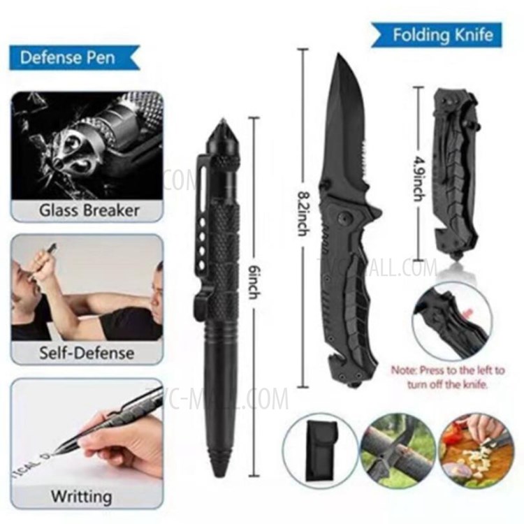 AGCY-45 Outdoor Survival Kit Camping Emergency Equipment Multi Tool Set - Style 1/Camouflage Green-3