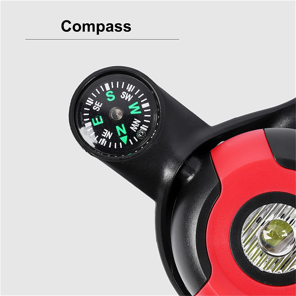 WEST BIKING Outdoor Sports Running LED Chest Lights USB Charge Flashlight with Compass Night Cycling Safety Warning Light - Black / Red-10
