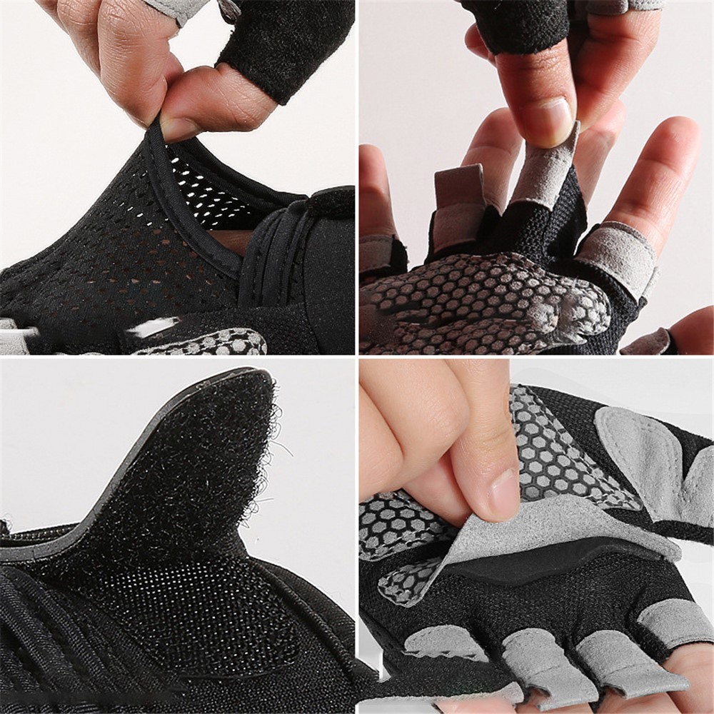 KYNCILOR A0042 One Pair Fitness Gloves Weightlifting Breathable Non-Slip Silicone Half Finger Bicycle Riding Gloves Cycling Accessories for Men and Women - Pink//S-5