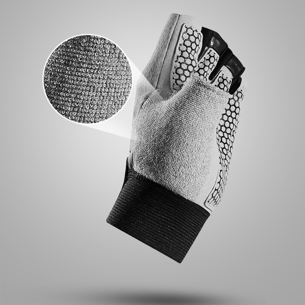KYNCILOR A0068 Outdoor Cycling Breathable Half Finger Gloves Shock Absorption Non-slip Bike Mittens - Grey/M-3