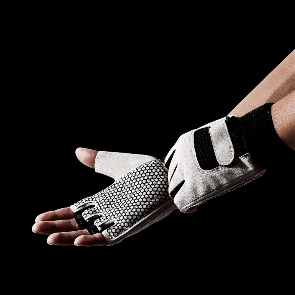 KynCilor A0068 Ciclismo Al Aire Libre Transpirable Medio Dedo Guantes De Shock Absorción De Golpes Antideslizantes Mittens - Gris / M