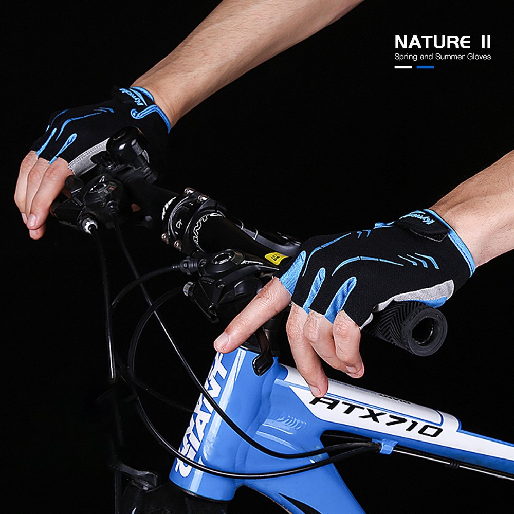 KYNCILOR A0058 Cycling Bike Gloves Half Finger Shockproof Breathable MTB Mountain Bicycle Sports Gloves - Black Red/M-5