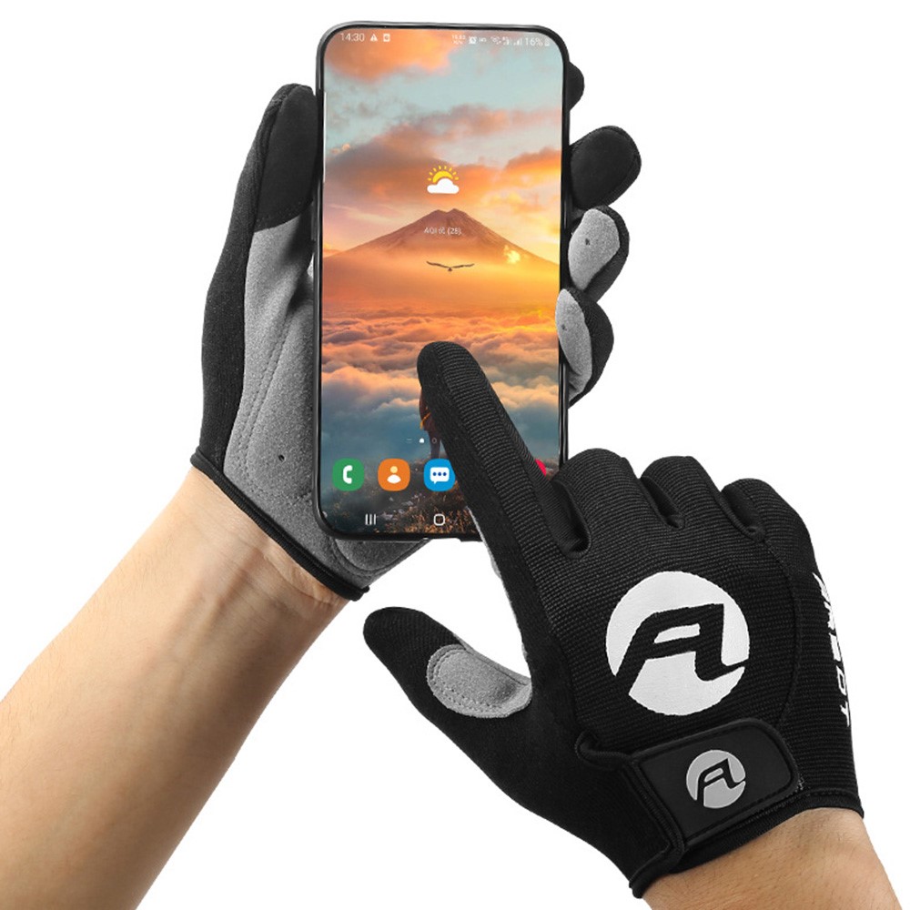 KYNCILOR AA0041 Cycling Gloves Full Finger Bike Gloves Thickened SBR Padded Shock Absorbing Touch Screen Gloves Bicycle Fitness Gloves for Men and Women - Black//M-2
