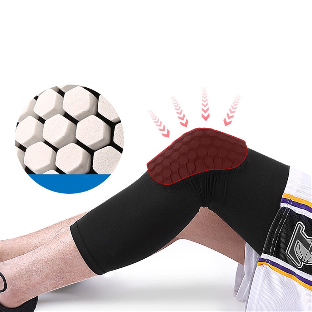 KYNCILOR AB060 1/Pc Crashproof Honeycomb Knee Support Brace Knee Compression Sleeve for Running Riding Basketball Breathable Knee Protector Pad - Black/XL-7