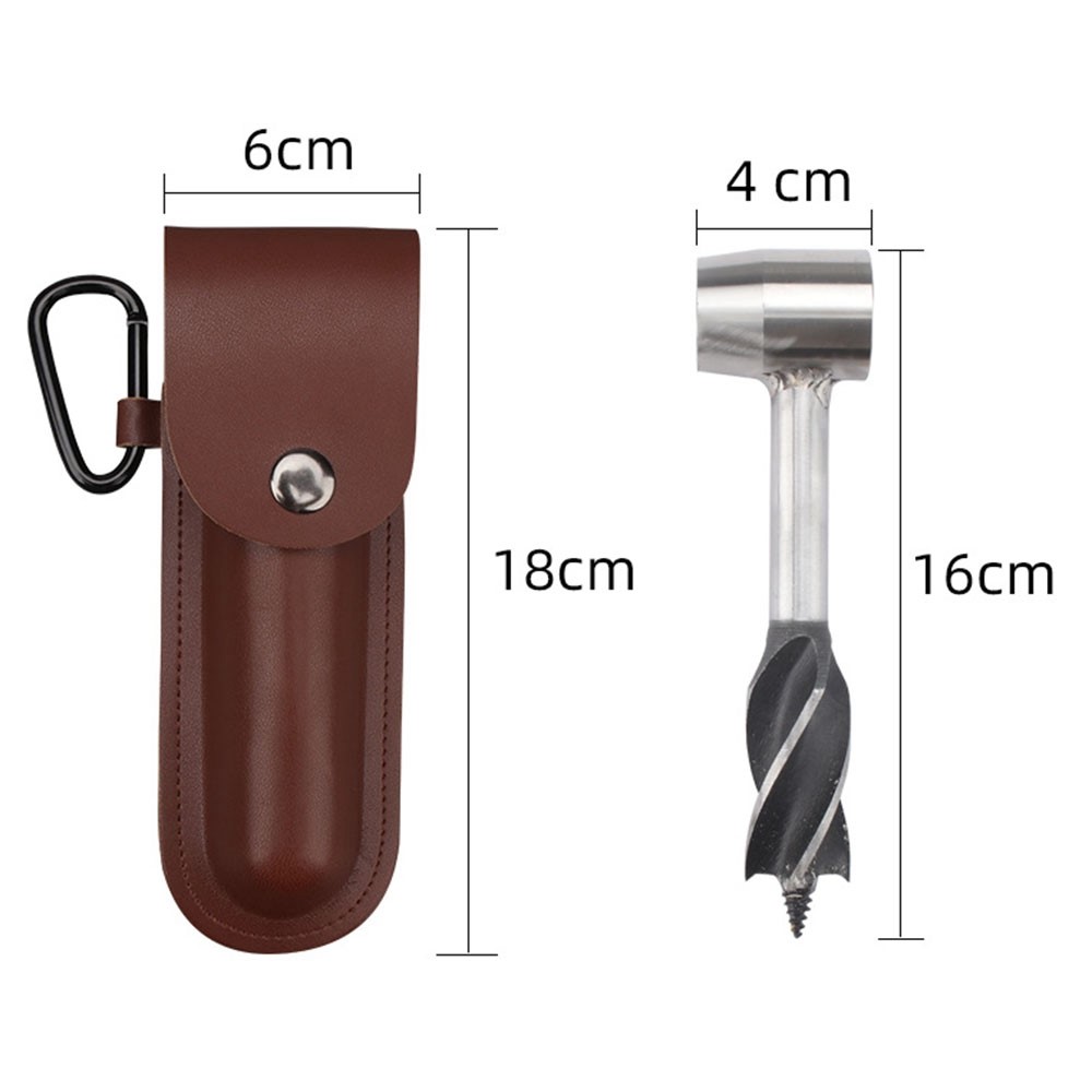 H235 Mini Hand Auger Wrench Auger Drill for Survival Outdoor Jungle Camping - Brown-7