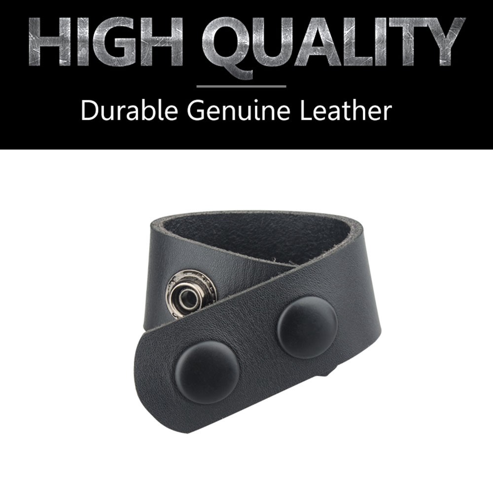 H-141 2Pcs Cowhide Leather Waist Belt Keeper Outdoor Tactical Belt Loop Buckle Band with Two Snap Buttons-4