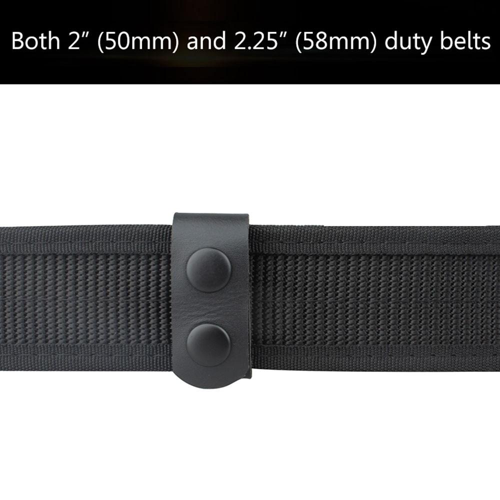H-141 2Pcs Cowhide Leather Waist Belt Keeper Outdoor Tactical Belt Loop Buckle Band with Two Snap Buttons-6