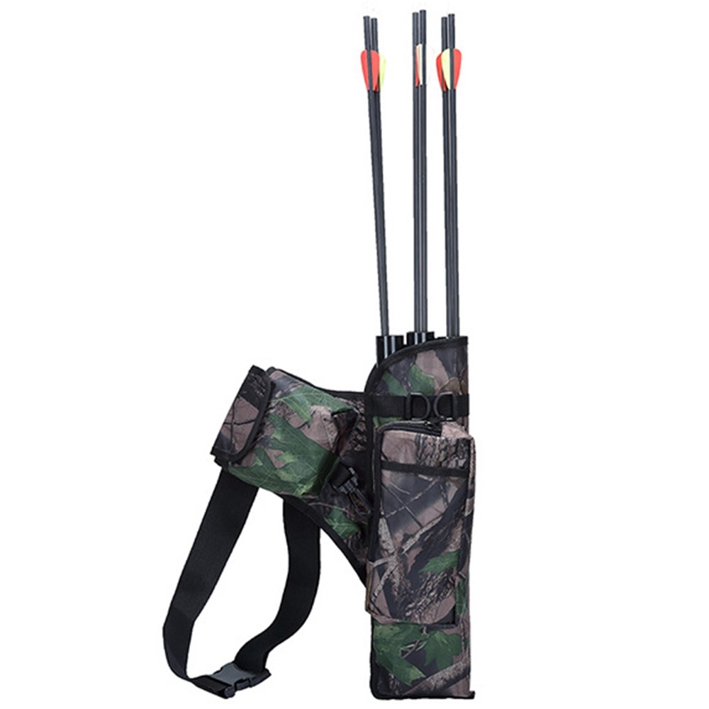 LUCKSTONE Three Tube Arrow Carry Bag Oxford Cloth Archery Training Adjustable Waist Pack - Camouflage-2