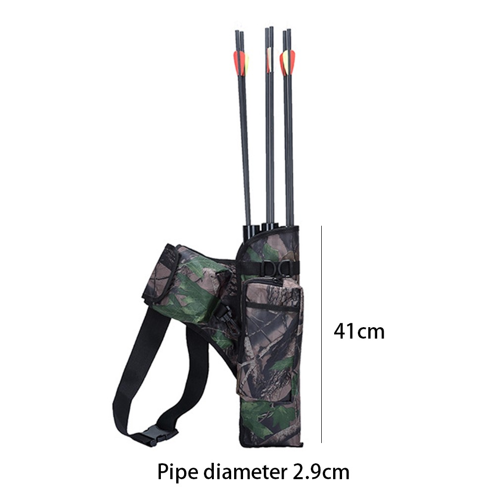 LUCKSTONE Three Tube Arrow Carry Bag Oxford Cloth Archery Training Adjustable Waist Pack - Camouflage-8