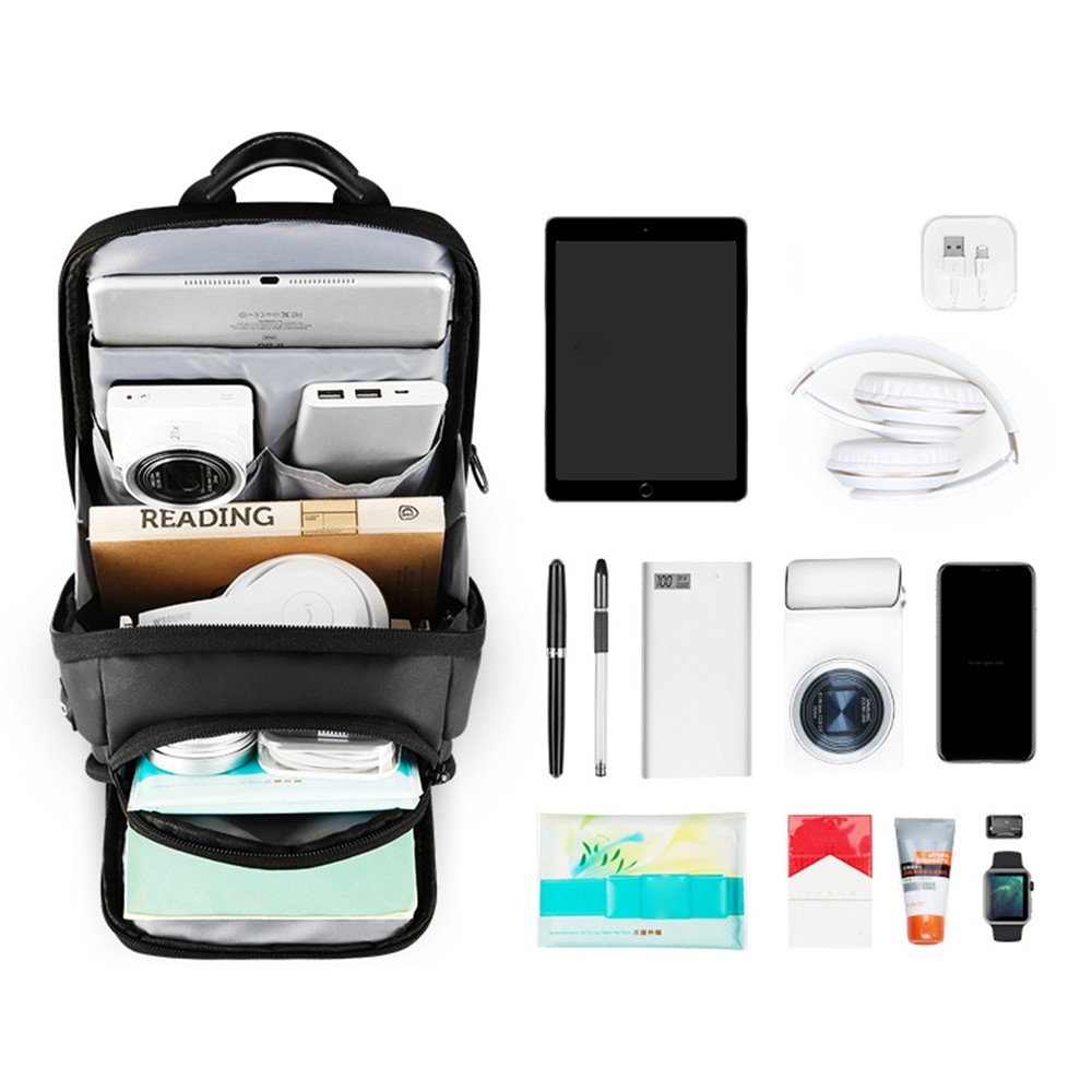 MARK RYDEN MR-7618 Stylish Multi-pockets Water-resistant Oxford Cloth Crossbody Bag Men Chest Bag with Charging Interface-4