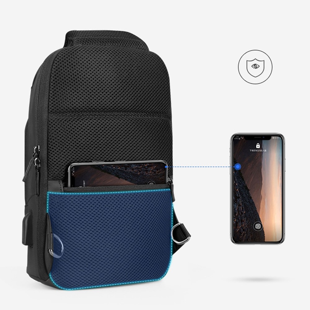 MARK RYDEN MR-7618 Stylish Multi-pockets Water-resistant Oxford Cloth Crossbody Bag Men Chest Bag with Charging Interface-5