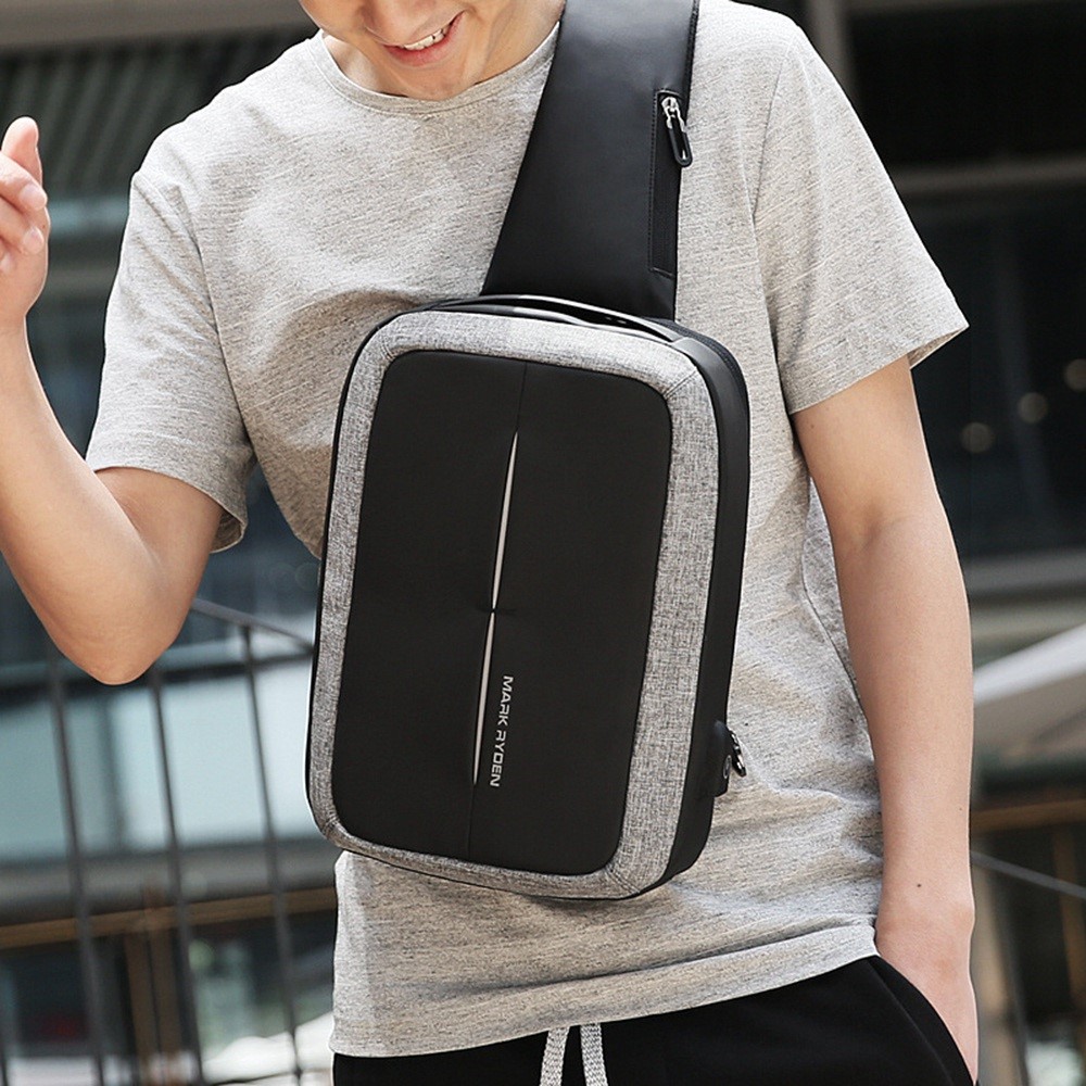 MARK RYDEN MR-K7011 Casual Men Chest Bag Suction Cup Phone Holder Crossbody Bag with 9.7inch Tablet Pocket and External Charging Port-10