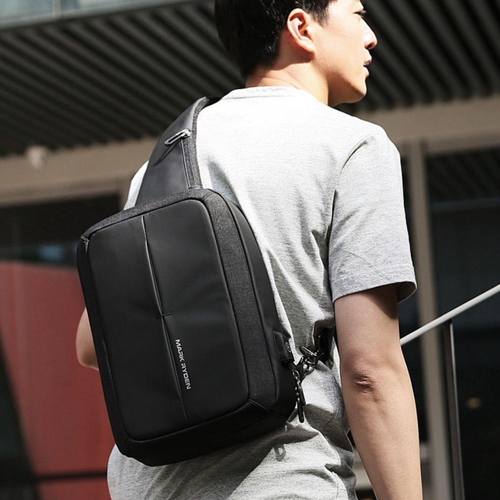 MARK RYDEN MR-K7011 Casual Men Chest Bag Suction Cup Phone Holder Crossbody Bag with 9.7inch Tablet Pocket and External Charging Port-3