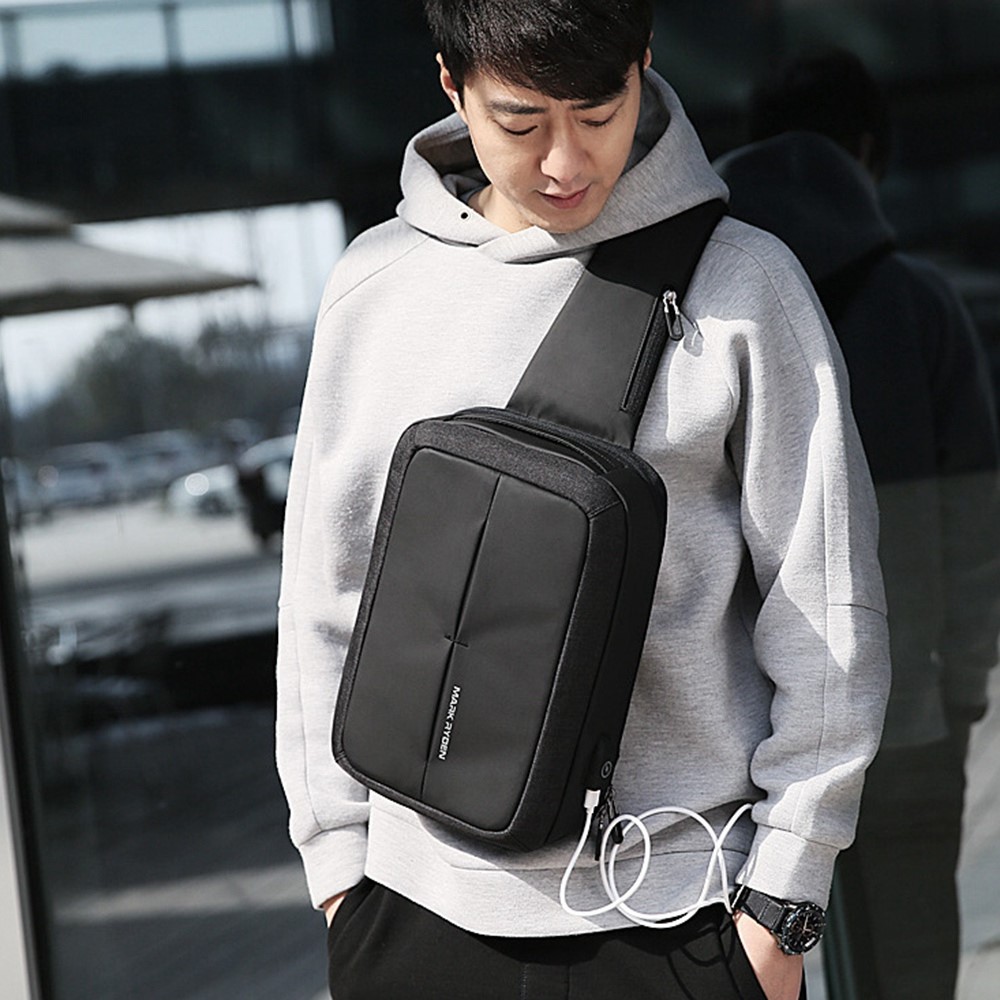 MARK RYDEN MR-K7011 Casual Men Chest Bag Suction Cup Phone Holder Crossbody Bag with 9.7inch Tablet Pocket and External Charging Port-5
