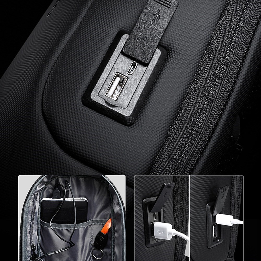 MARK RYDEN MR7510 Men Outdoor Crossbody Bag Splash-proof Chest Bag with Dual Charging Ports - Black-4