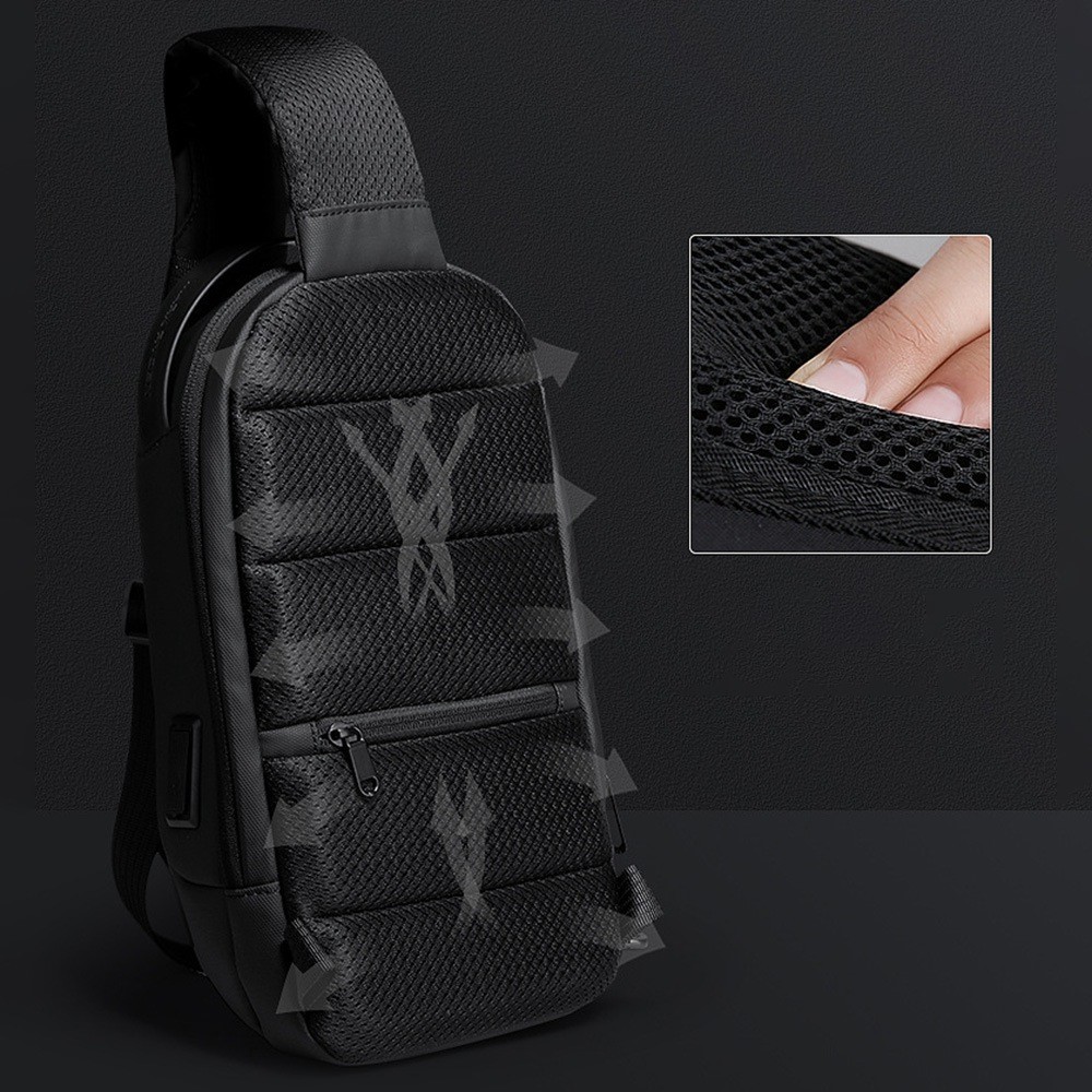 MARK RYDEN MR7510 Men Outdoor Crossbody Bag Splash-proof Chest Bag with Dual Charging Ports - Black-5