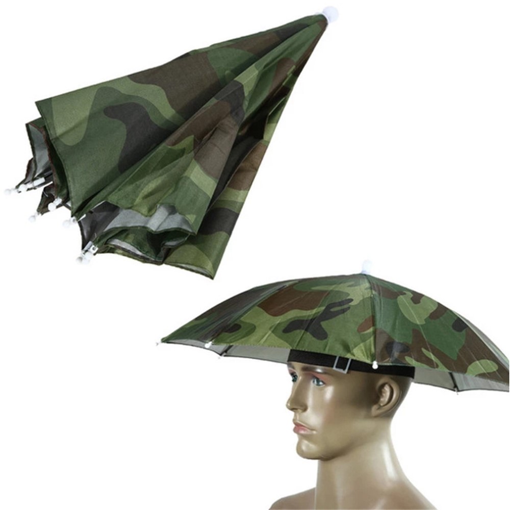 Outdoor Fishing Cap Portable Sunshade Head Umbrella Rain Hat with Adjustable Headband-1