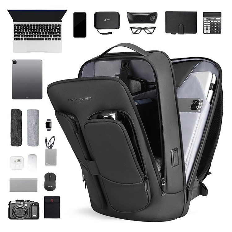 MARK RYDEN MR-9222 Multifunctional Anti Theft Backpack Men 15.6 inch Laptop Bag External Charging Port School Shoulder Bag - Grey-11