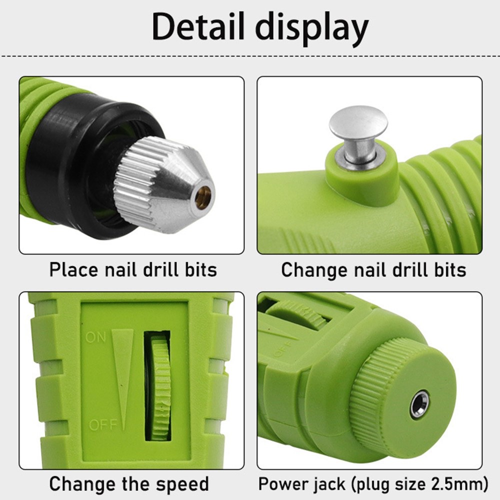 Electric Nail File Set USB Rechargeable Electric Nail File Hand Foot Care Tool for Nail Grind Trim Polish - Green-4