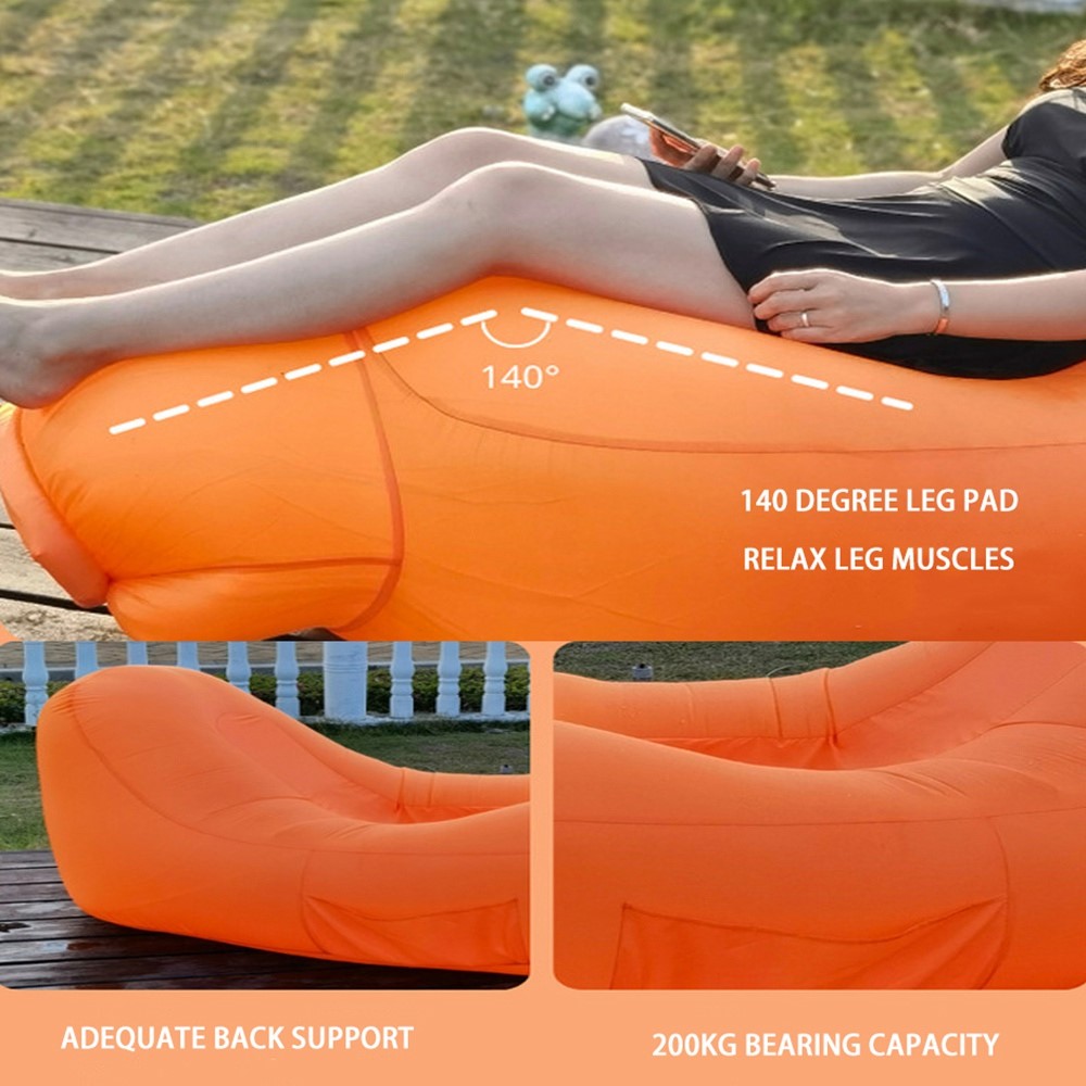 CT11 Outdoor Camping Air Sofa Beach Break 140 Degree Lazy Bed Inflatable Sofa - Orange-5