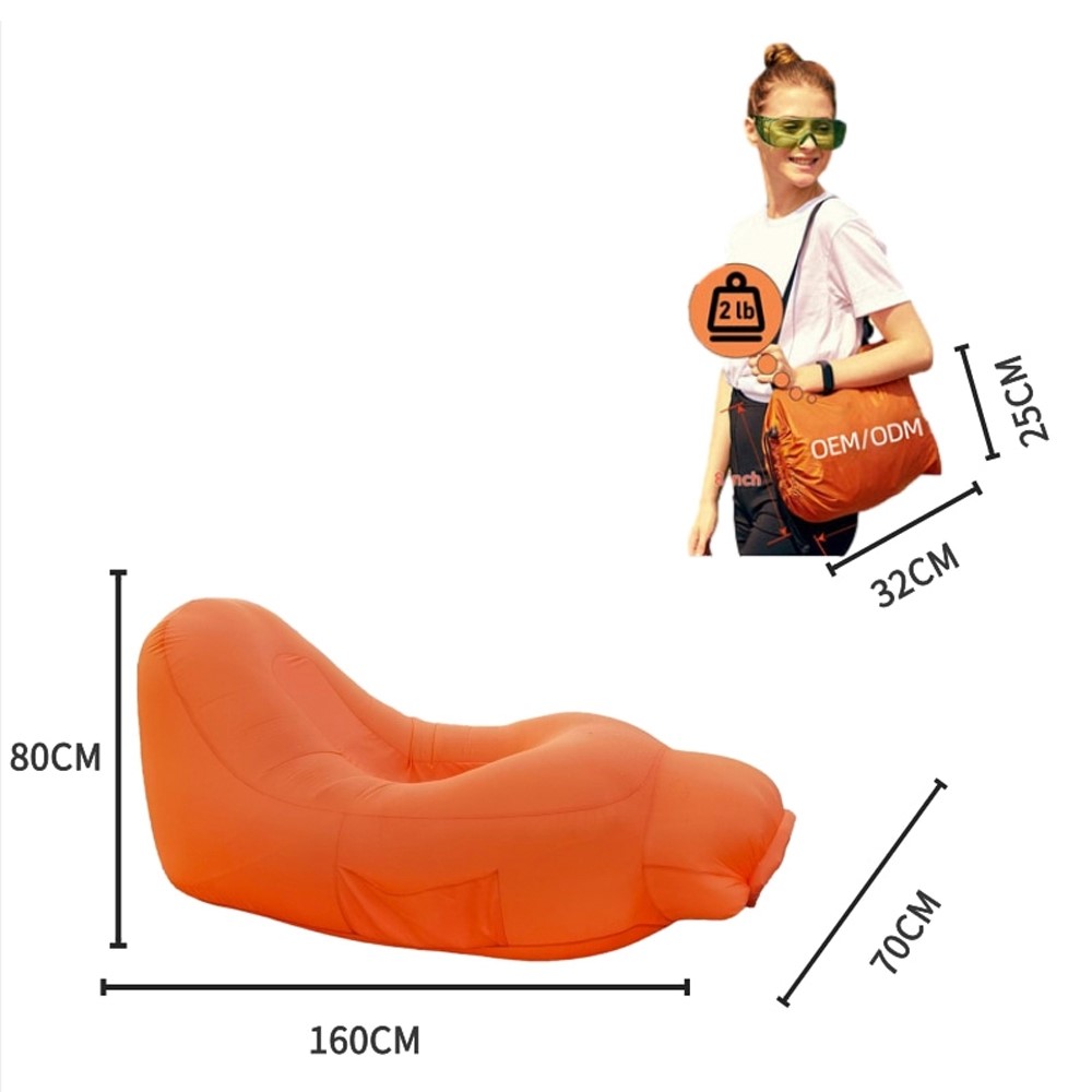 CT11 Outdoor Camping Air Sofa Beach Break 140 Degree Lazy Bed Inflatable Sofa - Orange-9