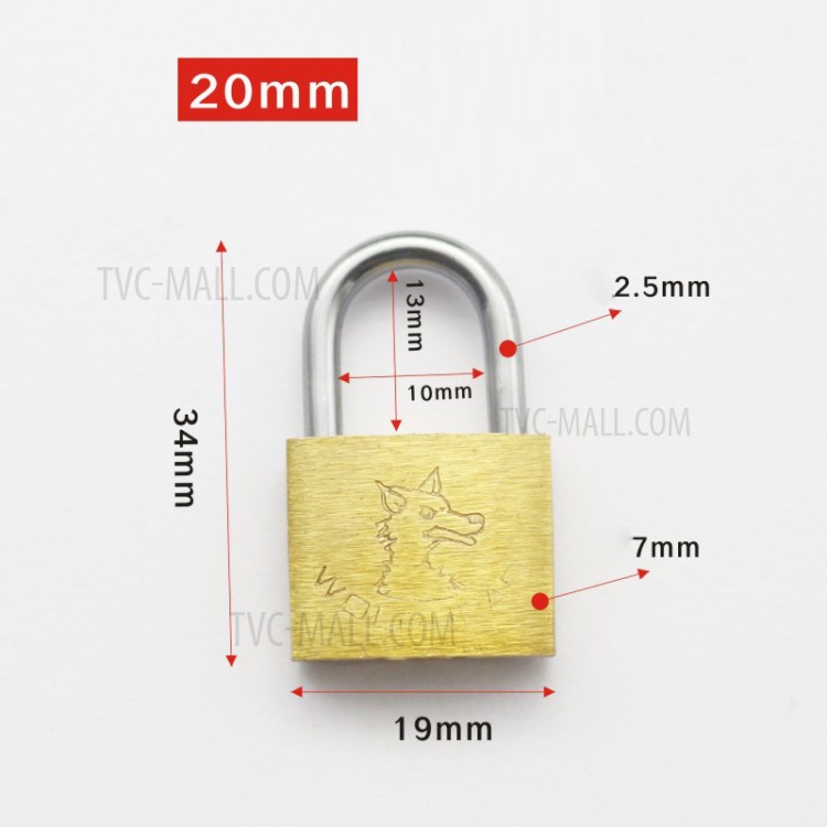 Small Brass Lock Luggage Case Padlock Box Case Lock Bicycle Lock 20mm-3