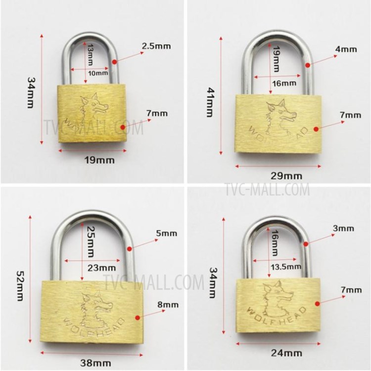 Small Brass Lock Luggage Case Padlock Box Case Lock Bicycle Lock 20mm-5