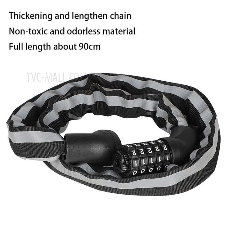 WEST BIKING Bicycle Chain Lock Code Reflective Lock-4