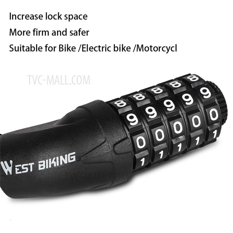 WEST BIKING Bicycle Chain Lock Code Reflective Lock-5