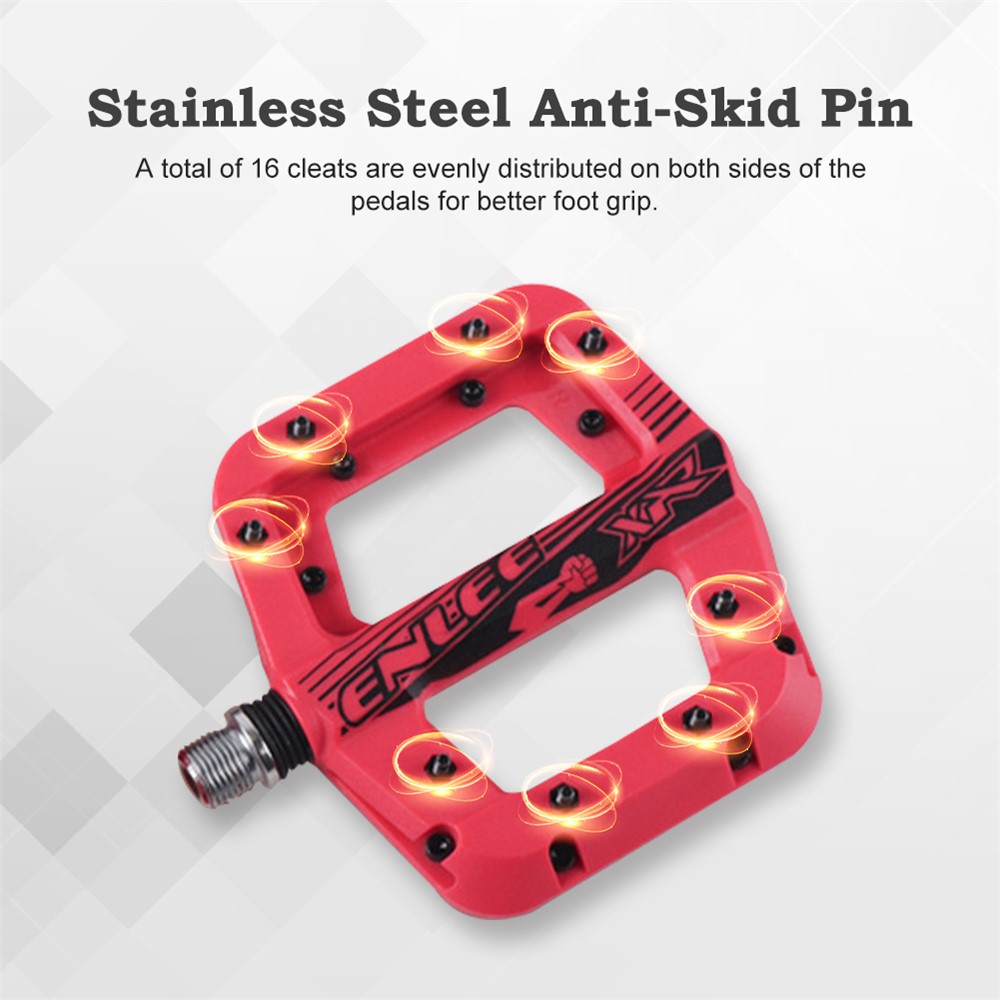 ENLEE Anti-vibration Mountain Bike Pedal Anti-Skid Lightweight Nylon Fiber Bike Pedal Plate Anti-skid Bicycle Pedal - Red-4