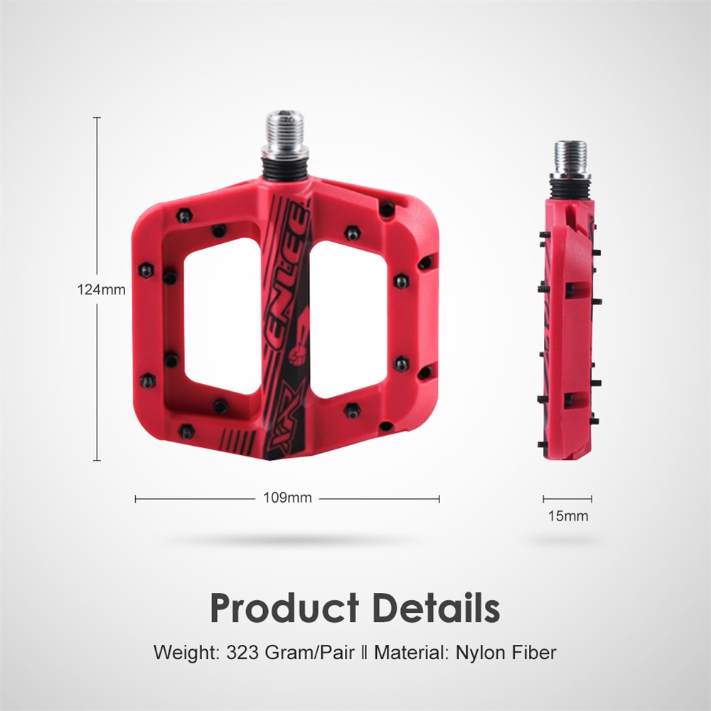 ENLEE Anti-vibration Mountain Bike Pedal Anti-Skid Lightweight Nylon Fiber Bike Pedal Plate Anti-skid Bicycle Pedal - Red-7