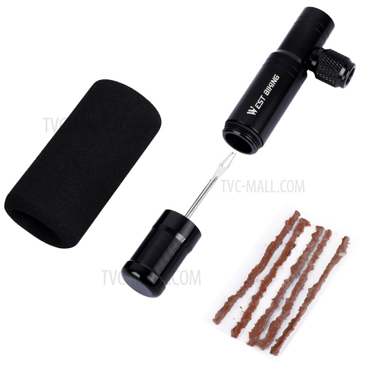 WEST BIKING CO2 2 in 1 Bike Air Inflator Tire Repair Tool with 5 Strips-1