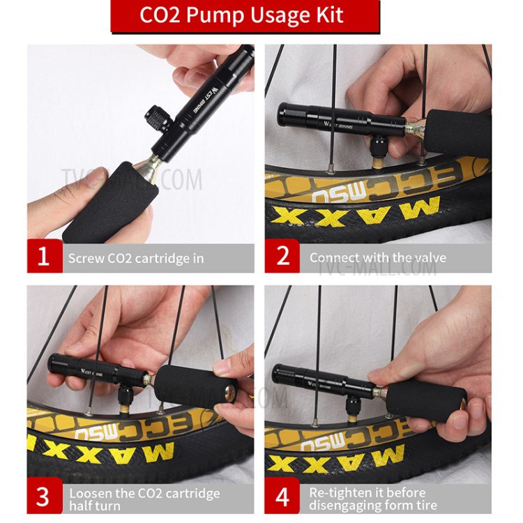 WEST BIKING CO2 2 in 1 Bike Air Inflator Tire Repair Tool with 5 Strips-9