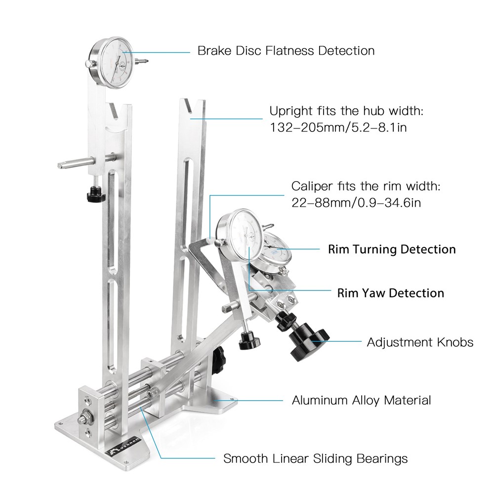 YSANAM Aluminum Alloy Bike Wheel Truing Stand with 3 Test Gauges Bicycle Repair Tools for Mountain MTB Bike Road Bicycle Cycling Accessories-4