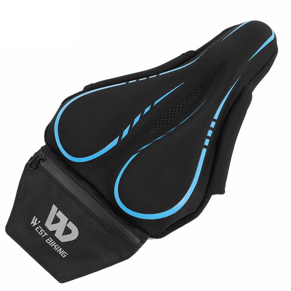 WEST BIKING Non-slip Ultralight Bike Saddle Breathable Soft Bicycle Cushion Bike Seat Cover - Blue-12