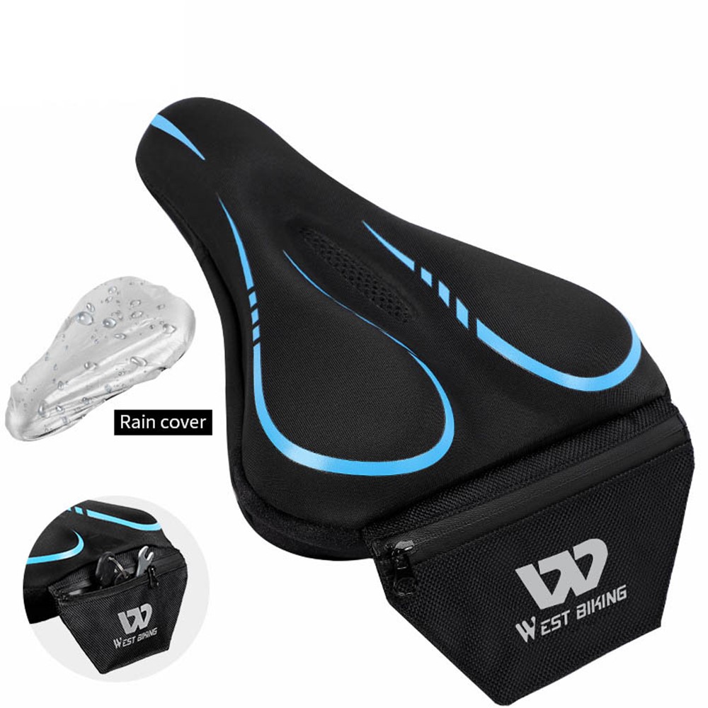 WEST BIKING Non-slip Ultralight Bike Saddle Breathable Soft Bicycle Cushion Bike Seat Cover - Blue-2