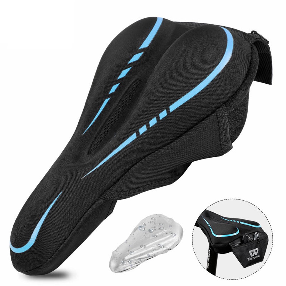 WEST BIKING Non-slip Ultralight Bike Saddle Breathable Soft Bicycle Cushion Bike Seat Cover - Blue-3