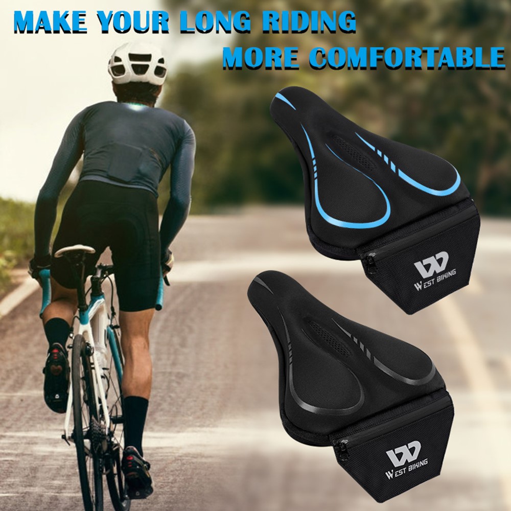 WEST BIKING Non-slip Ultralight Bike Saddle Breathable Soft Bicycle Cushion Bike Seat Cover - Blue-7