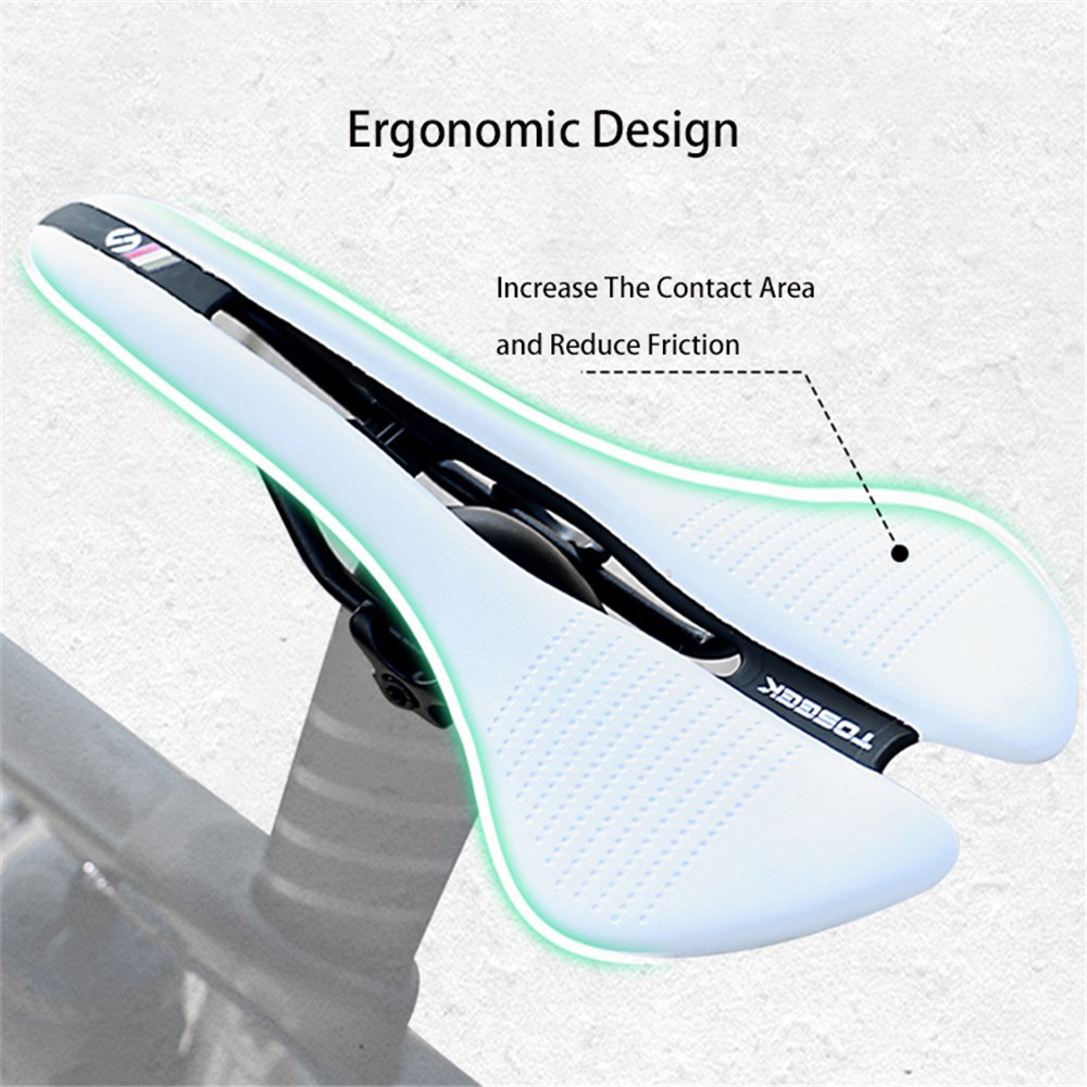 TOSEEK Shockproof Breathable Mountain Bike MTB Road Bicycle Saddle Seat Cushion (Width 143mm) - Black-2