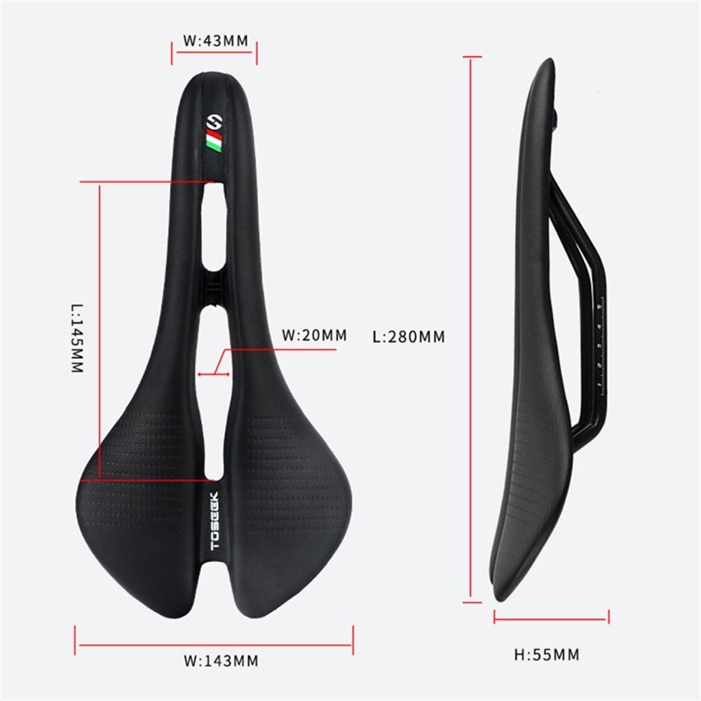 TOSEEK Shockproof Breathable Mountain Bike MTB Road Bicycle Saddle Seat Cushion (Width 143mm) - Black-6