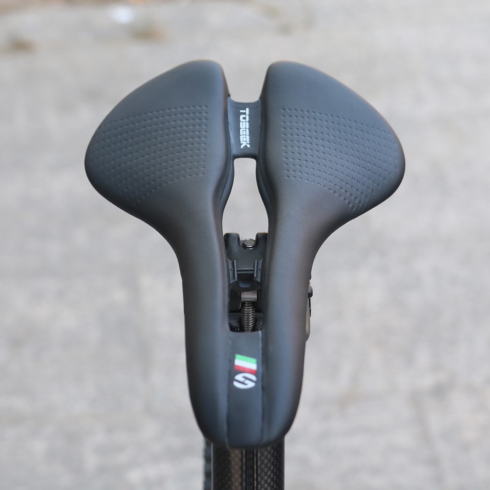 TOSEEK Shockproof Breathable Mountain Bike MTB Road Bicycle Saddle Seat Cushion (Width 143mm) - Black-8