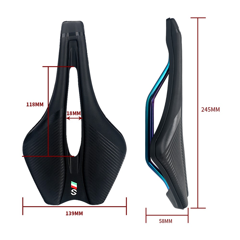 TOSEEK Shockproof Hollow Out Breathable Bike Saddle MTB Road Bicycle Seat Cushion (Width 139mm) - Black-11