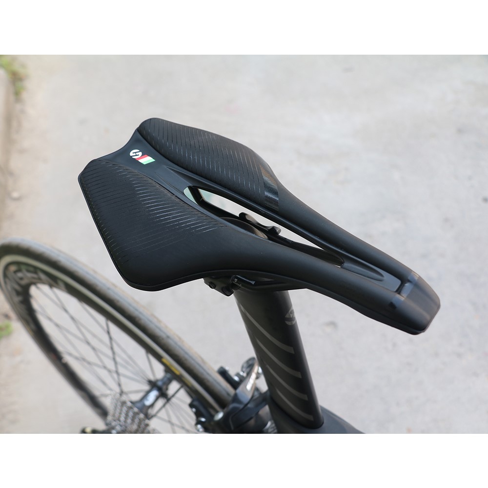 TOSEEK Shockproof Hollow Out Breathable Bike Saddle MTB Road Bicycle Seat Cushion (Width 139mm) - Black-3