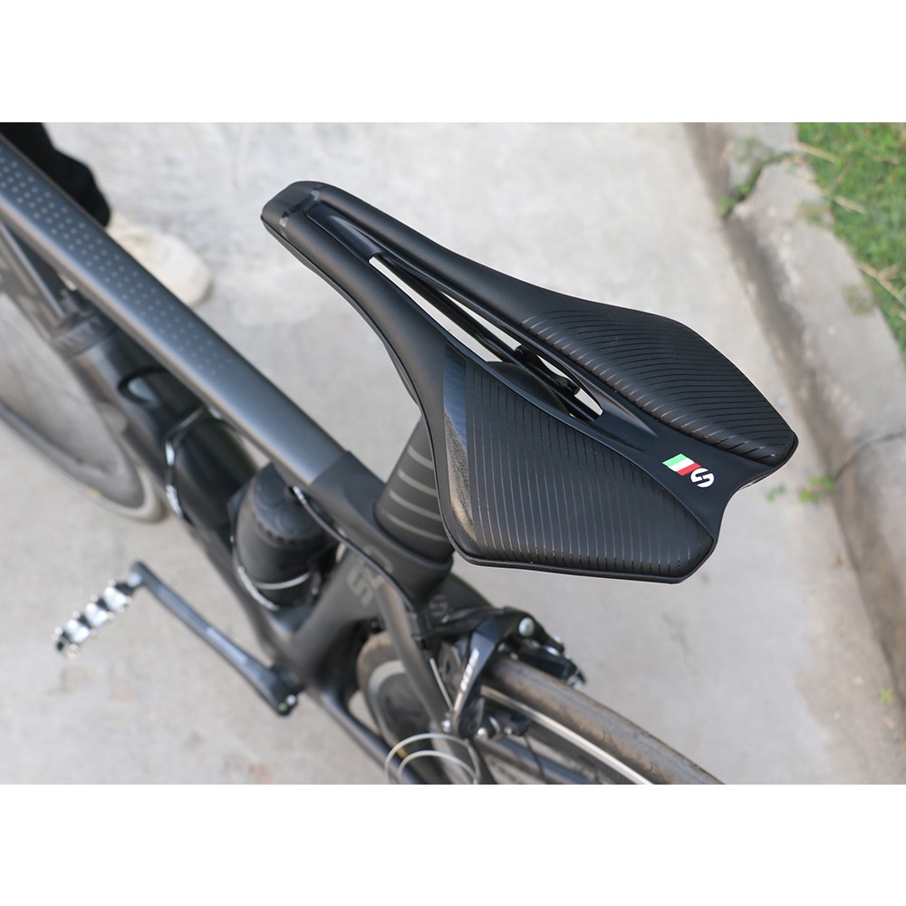TOSEEK Shockproof Hollow Out Breathable Bike Saddle MTB Road Bicycle Seat Cushion (Width 139mm) - Black-4