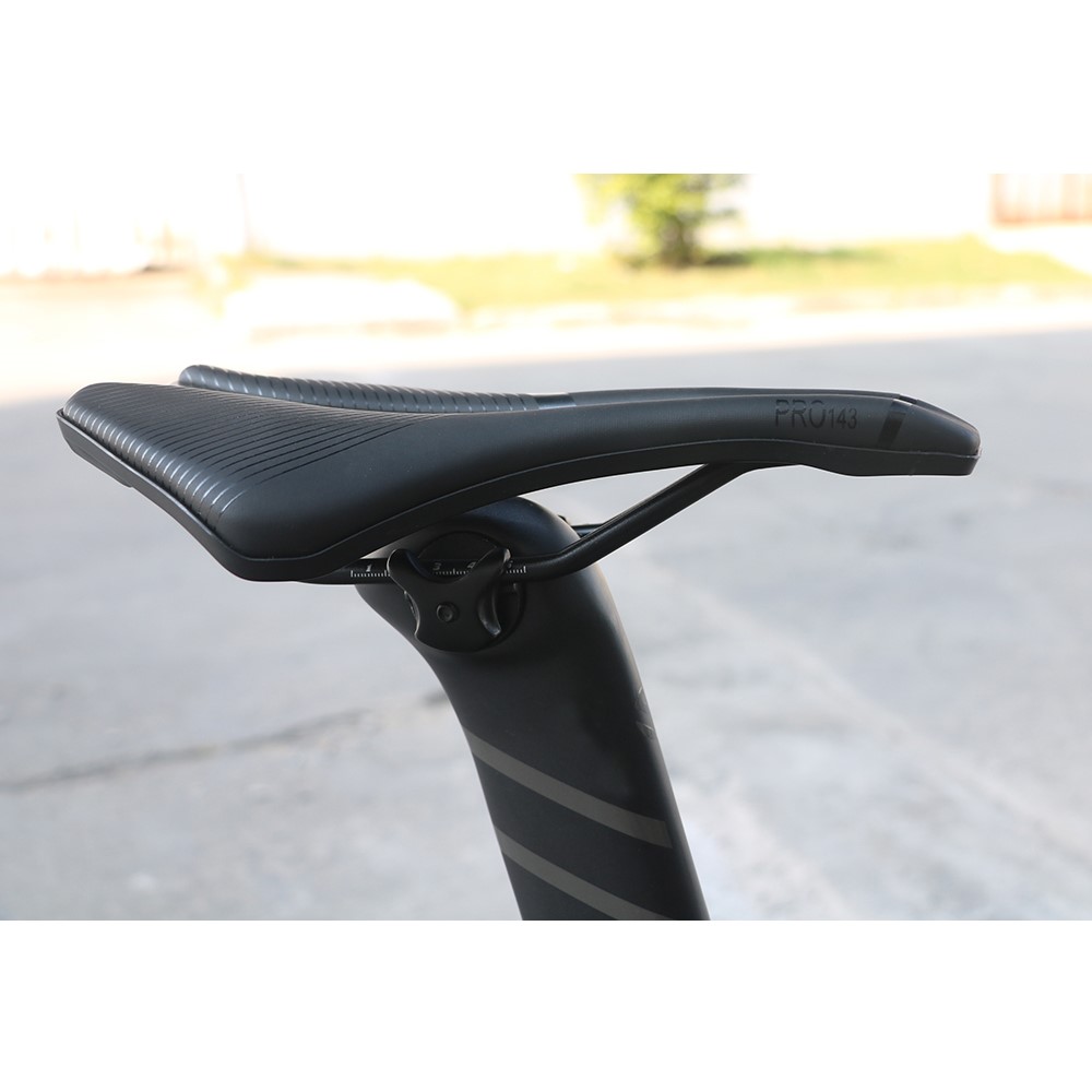 TOSEEK Shockproof Hollow Out Breathable Bike Saddle MTB Road Bicycle Seat Cushion (Width 139mm) - Black-5