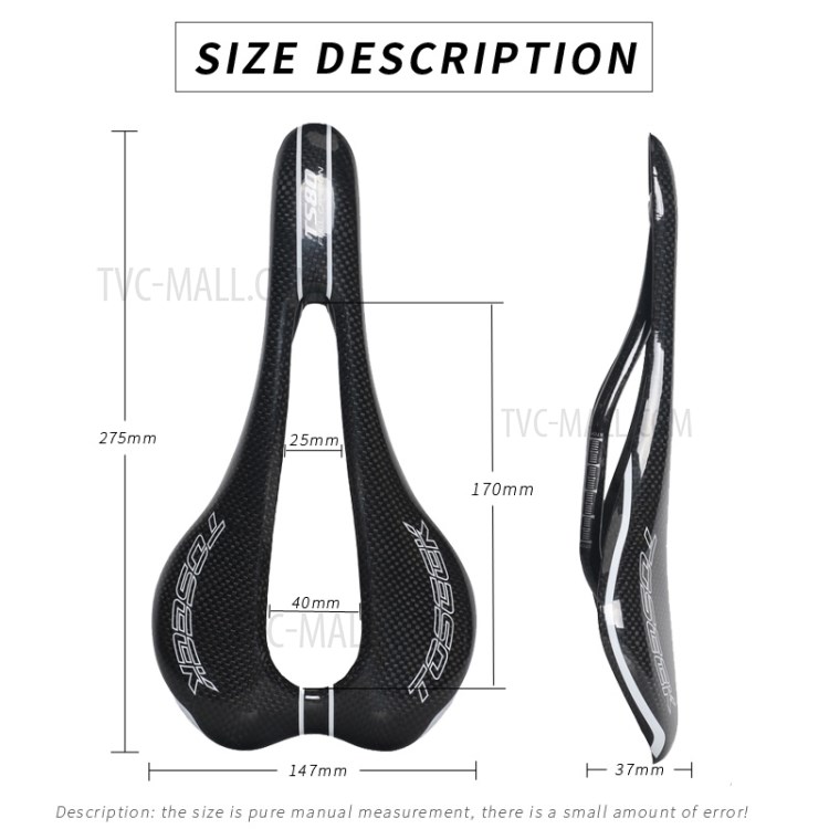 TOSEEK Full Carbon Fiber Bicycle MTB Road Bike Saddles (White Mark)-3