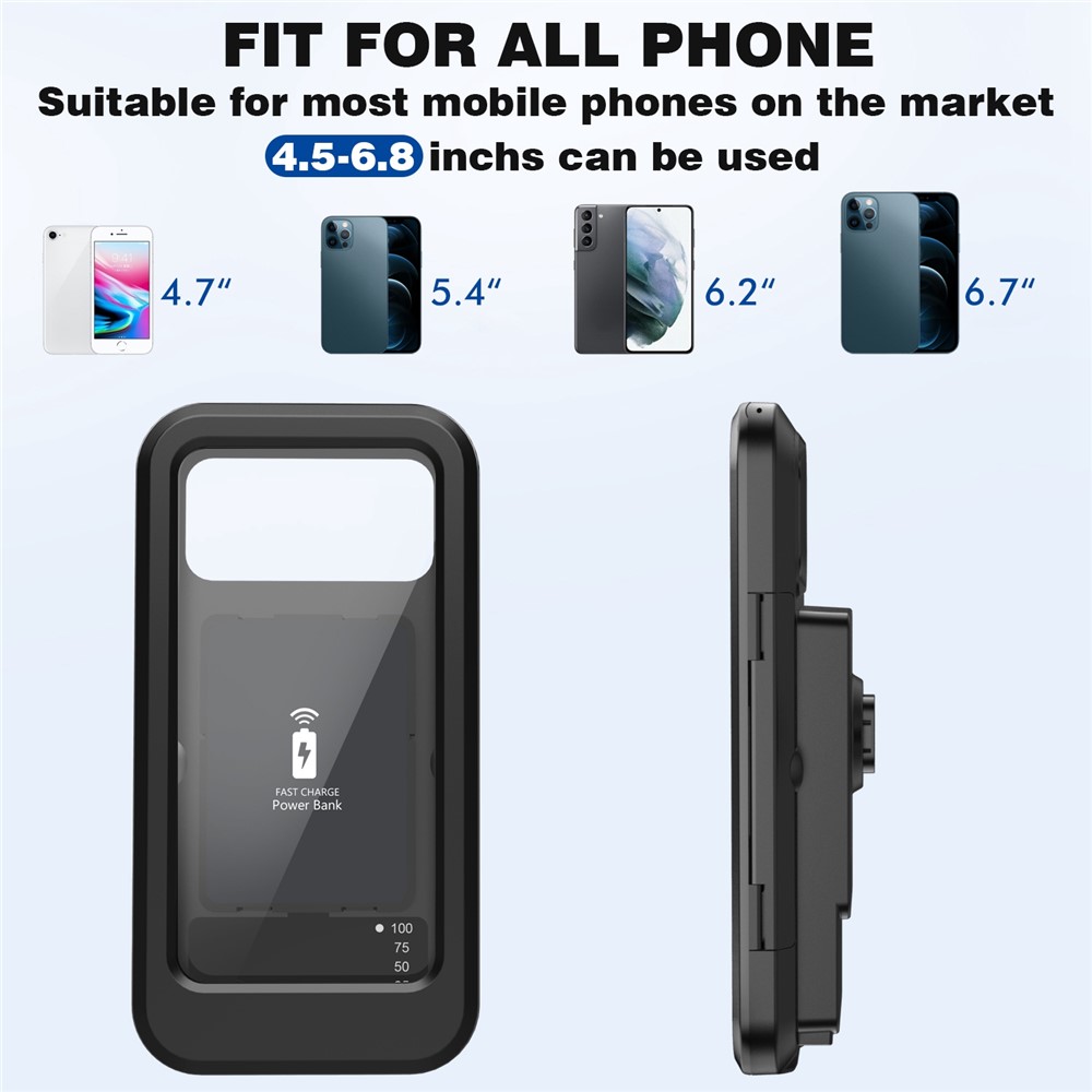 WH-69B 15W Wireless Power Bank Bike Phone Holder 5000mAh Portable Charger Bicycle Phone Bracket for Motorbike E-Bike Waterproof Phone Holder-8