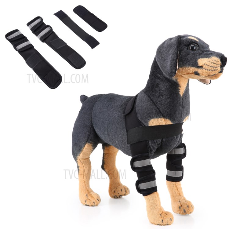 Dog Kneepad Tools Canine Leg Hock Joint Wrap Protection Brace, Size M - Black-1