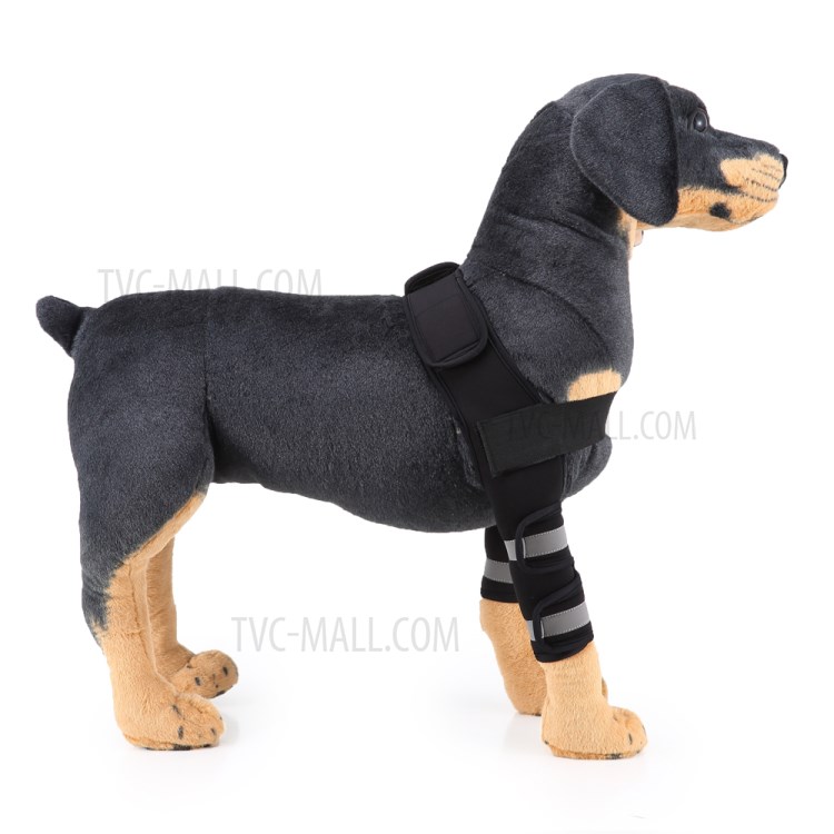 Dog Kneepad Tools Canine Leg Hock Joint Wrap Protection Brace, Size M - Black-3