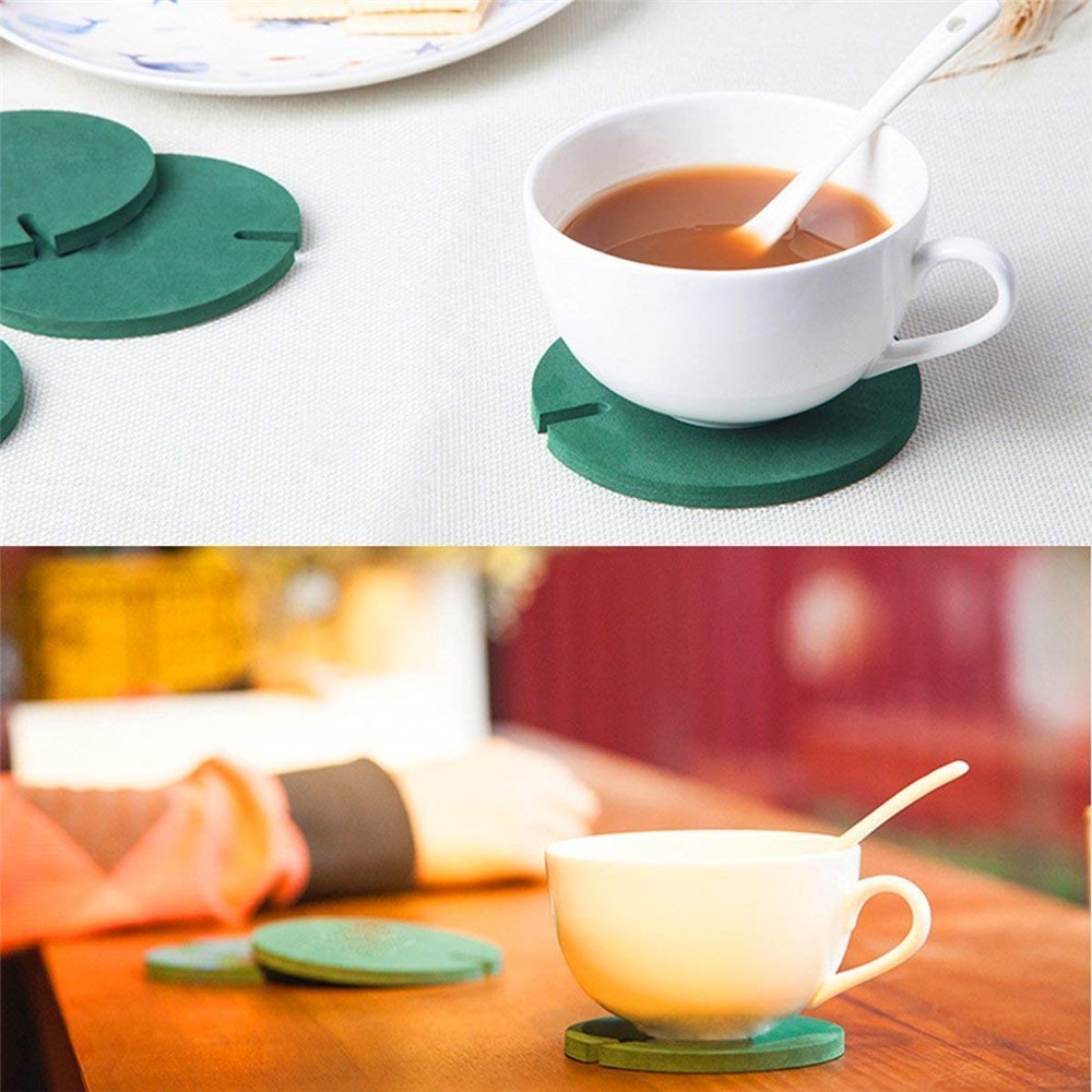 1 Set Flower Cactus Shaped Drinks Coasters Cup Holder Mat Pads Placemat DIY Household Tableware-3